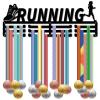 CREATCABIN Running Medal Holder Medal Display Hanger Rack Medal Wall Mount Frame Shelf Sports Hanger Black Wall Decor Medal Organizer Rack for Women's Running Success Celebration Ribbon 15.7 x 6Inch view 1