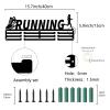 CREATCABIN Running Medal Holder Medal Display Hanger Rack Medal Wall Mount Frame Shelf Sports Hanger Black Wall Decor Medal Organizer Rack for Women's Running Success Celebration Ribbon 15.7 x 6Inch view 2
