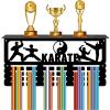 CREATCABIN Karate Medal Hanger Display Trophy Shelf Medal Holder with Shelf Stand Sports 4 Rows Hanging Wall Mount Frame for Running Competition Ribbon Rack 15.7x7.9Inch view 1
