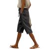 DMOYALA 2024 Women's Summer Casual Linen Pants Elastic Waist Relaxed Fit Cropped Pants Beach Shorts with Pockets Dark Grey 2XL view 1