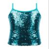 Jelory Kids Girls Sparkly Sequin Vest Hip Hop Dance Tops Latin Jazz Modern Dancewear Spaghetti Straps Tank Top Lake Blue 8 Years view 1