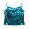 Jelory Kids Girls Sparkly Sequin Vest Hip Hop Dance Tops Latin Jazz Modern Dancewear Spaghetti Straps Tank Top Lake Blue 8 Years view 3