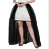 EllieWely Long Floor Length Overskirt Tulle Skirt for Wedding Party Black 4XL view 1