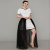 EllieWely Long Floor Length Overskirt Tulle Skirt for Wedding Party Black 4XL view 3