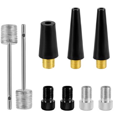 NQEUEPN 9pcs Bike Valve Adapter Set, Brass Bike Tire Valve Adapter with Ball Pump Needles Inflation Nozzle Air Inflator Adaptor Bike Pump Tool for Presta Schrader
