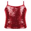 Jelory Kids Girls Sparkly Sequin Vest Hip Hop Dance Tops Latin Jazz Modern Dancewear Spaghetti Straps Tank Top Red 6 Years view 1