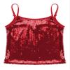 Jelory Kids Girls Sparkly Sequin Vest Hip Hop Dance Tops Latin Jazz Modern Dancewear Spaghetti Straps Tank Top Red 6 Years view 3