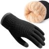 Clothirily Winter Gloves for Women Men - Over Thick Wool Fleece Liner Touchscreen Thermal Knit With Elastic Cuff Insulated for Cold Weather