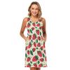 ALAZA Fruit Blossom Strawberry Leaf Women Summer Dresses Casual Sleeveless Sundress with Pockets Tank Dress XXL view 3