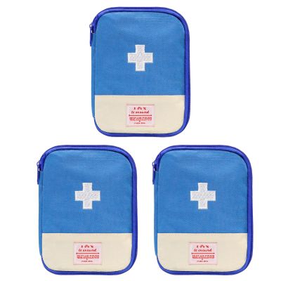 Faylapa 3Pcs Mini Empty First Aid Bag, 7x5 inches Travel Essentials Portable Medical Pouch Medicine Bag for Hiking, Home, Travel, Camping, Outdoor, Car, Office (Bag Only)