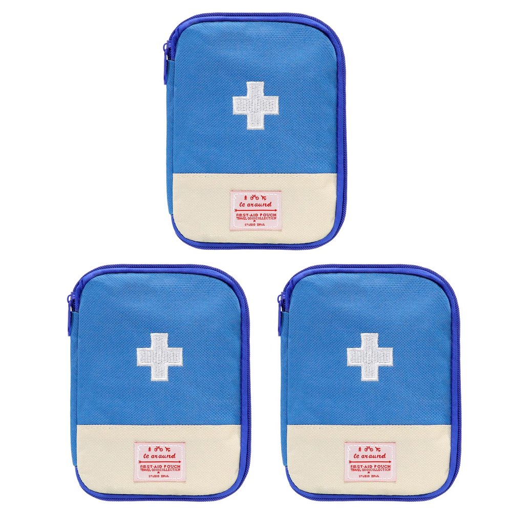 Faylapa 3Pcs Mini Empty First Aid Bag, 7x5 inches Travel Essentials Portable Medical Pouch Medicine Bag for Hiking, Home, Travel, Camping, Outdoor, Car, Office (Bag Only)