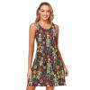 ALAZA Human Skeleton Sugar Skull Blossom Women Summer Dresses Casual Sleeveless Sundress with Pockets Tank Dress M view 1
