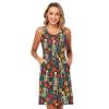 ALAZA Human Skeleton Sugar Skull Blossom Women Summer Dresses Casual Sleeveless Sundress with Pockets Tank Dress M view 3