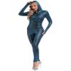 winying Women Zippy Full Body Mermaid Cosplay Costume Performance Gymnastics Leotard Hooded Unitard Blue Medium view 2
