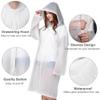 Rain Ponchos for Adults(2 White) + Kids(1 Blue+1 Pink), 4 Pack Reusable Raincoats with Hood for Emergency, Family Disney World, Travel view 2