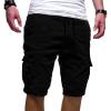 Ctreela Men's Drawstring Cargo Shorts Summer Casual Bermuda Shorts with Pocket Plus Size Outdoor Short Sweatpants S-5XL Black view 2