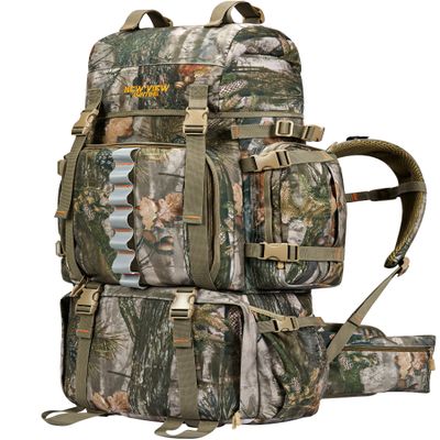 NEW VIEW Hunting Backpack for Men 80L, Camo Bag for Deer, Elk, Waterproof Daypack with Rain Cover & Frame