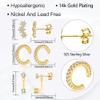 14K Gold Stud Hoop Earrings Set for Women 925 Sterling Silver Cartilage Earrings Hypoallergenic Small Cubic Zirconia Stud Hoop Earrings, 3 Pairs view 4