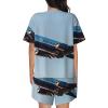 YQxwJL Flying Airplane Print Womens Summer Pajama Sets Sleepwear Ladies Short Sleeve Nightwear Pjs Lounge With Pockets Black view 3