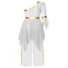 Yhong Women Praise Dance Outfits One Shoulder Flared Sleeve Worship Dance Dress Wide-Leg Pants 2 Piece Outfit White X-Large view 2