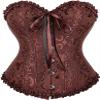 ADELCE Women's Lace Up Corset Boned Floral Overbust Shapewear Lingerie Bustier Bodyshaper Top Brown 7XL view 1