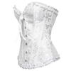 ADELCE Women's Lace Up Corset Boned Floral Overbust Shapewear Lingerie Bustier Bodyshaper Top White XS view 3