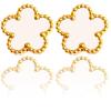 14K Gold Four Leaf Clover Stud Earrings for Women Lucky Flower Jewelry (White-14K Gold) view 1