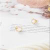 14K Gold Four Leaf Clover Stud Earrings for Women Lucky Flower Jewelry (White-14K Gold) view 4