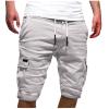 Ctreela Men's Drawstring Cargo Shorts Summer Casual Bermuda Shorts with Pocket Plus Size Outdoor Short Sweatpants S-5XL White view 1