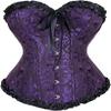 ADELCE Women's Lace Up Corset Boned Floral Overbust Shapewear Lingerie Bustier Bodyshaper Top Purple S view 1