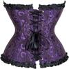 ADELCE Women's Lace Up Corset Boned Floral Overbust Shapewear Lingerie Bustier Bodyshaper Top Purple S view 2