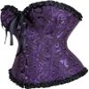 ADELCE Women's Lace Up Corset Boned Floral Overbust Shapewear Lingerie Bustier Bodyshaper Top Purple S view 3