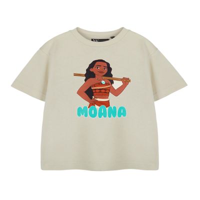Disney Princess Moana Girls Oatmeal Short Sleeve Graphic Tee | Kids T-Shirt with Official Merchandise Design