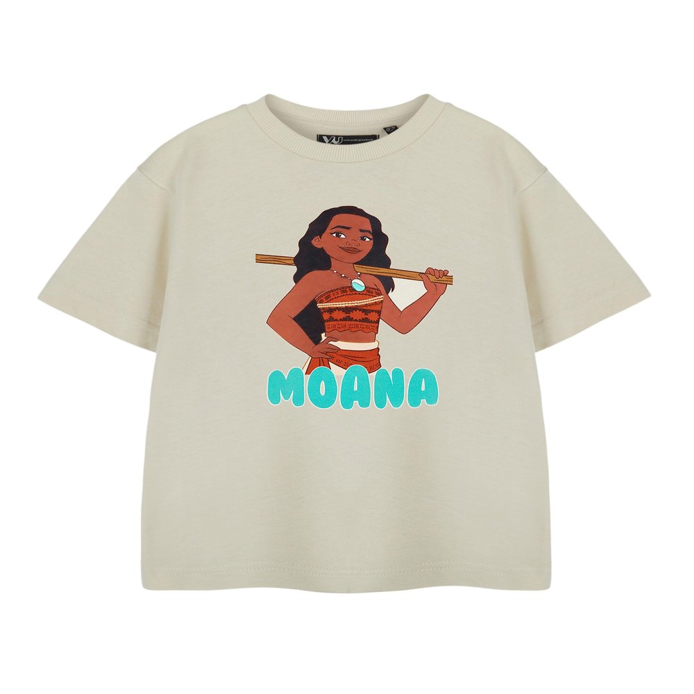 Disney Princess Moana Girls Oatmeal Short Sleeve Graphic Tee | Kids T-Shirt with Official Merchandise Design