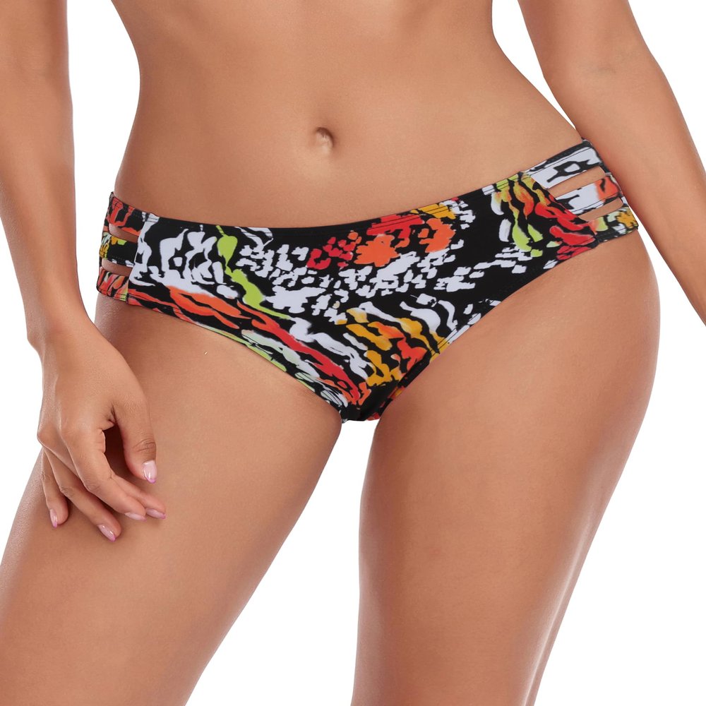 Ocean Blues Women's Multi Leopard Full Coverage Bathing Suit Strappy Bikini Bottom X-Large