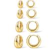 5mm Thick Chunky Gold Hoop Earrings for Women Non Tarnish, 14K Gold Plated Chunky Huggie Cartilage Earring Stack, Lightweight Cute Drop Earrings Sets for Multiple Piercing Dainty Trendy Clip On Jewelry view 1