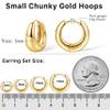 5mm Thick Chunky Gold Hoop Earrings for Women Non Tarnish, 14K Gold Plated Chunky Huggie Cartilage Earring Stack, Lightweight Cute Drop Earrings Sets for Multiple Piercing Dainty Trendy Clip On Jewelry view 4