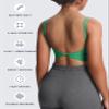 Aoxjox Women's Workout Sports Bras Fitness Yoga Crop Tank Metamorph Twist Back Cami (Bottle Green, X-Large) view 4