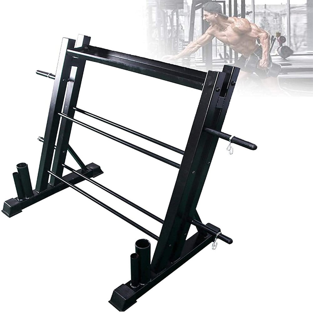 FENOKD Multifunctional Dumbbell Weights Holder, 3 Tier Barbell Storage Bracket For Indoor Home Gym Accessories, Safe And Secure Barbell Bar