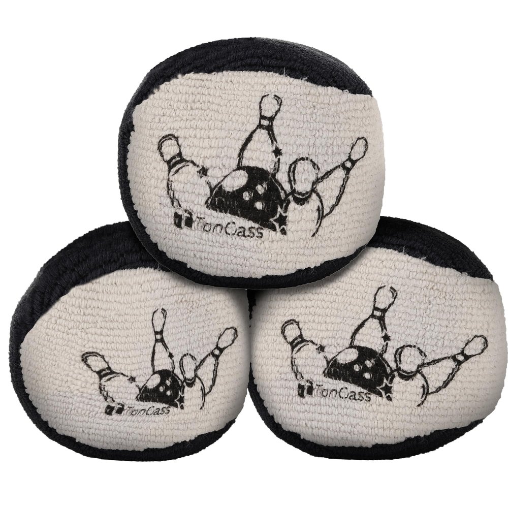 TonGass Microfiber Ultra Dry Bowling Grip Ball, Microfiber Bowling Grip Bags, Bowlings Powder Bag for Hands Use - Black & Grey