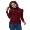 VOBCTY Women Long Sleeve Turtleneck Slim Fitted Based Layer Shirt Pullover Tops Dark Red Large view 3