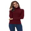 VOBCTY Women Long Sleeve Turtleneck Slim Fitted Based Layer Shirt Pullover Tops Dark Red Large view 4