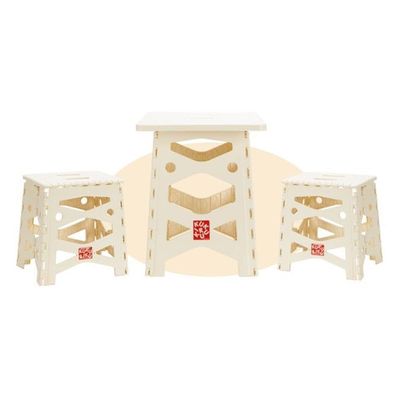 SIGNIM CCRK Portable Multipurpose Table and Chair Set for Camping, Outdoor, Indoor(1table+ 2chairs) Cream