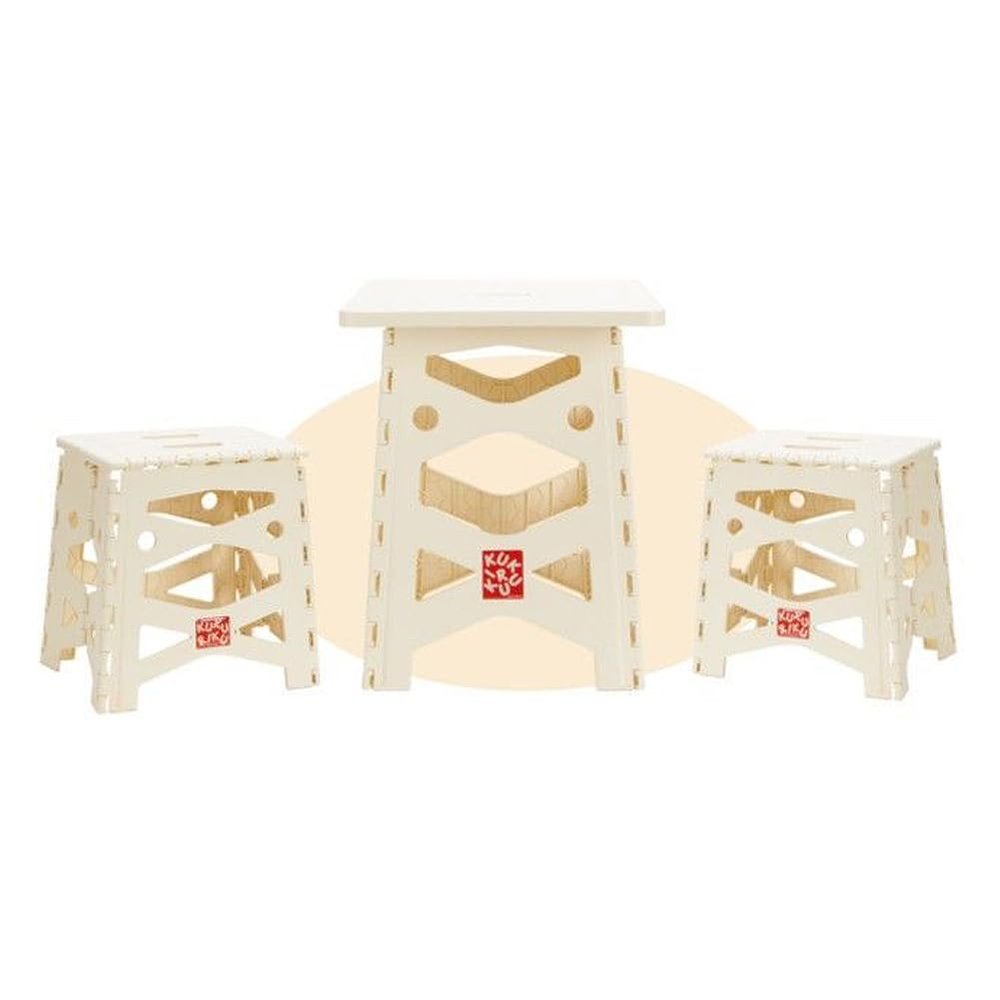 SIGNIM CCRK Portable Multipurpose Table and Chair Set for Camping, Outdoor, Indoor(1table+ 2chairs) Cream