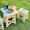 SIGNIM CCRK Portable Multipurpose Table and Chair Set for Camping, Outdoor, Indoor(1table+ 2chairs) Cream view 2