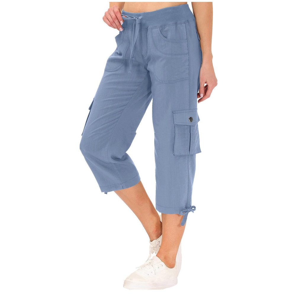 Best Womens Cargo Capris Lightweight Hiking Pants 6 Pockets Quick Dry Casual Outdoor Trip Loose Shorts Cropped Cotton