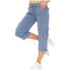 Best Womens Cargo Capris Lightweight Hiking Pants 6 Pockets Quick Dry Casual Outdoor Trip Loose Shorts Cropped Cotton view 2