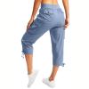Best Womens Cargo Capris Lightweight Hiking Pants 6 Pockets Quick Dry Casual Outdoor Trip Loose Shorts Cropped Cotton view 3
