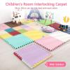 XSMYdpUS 12Pcs Interlocking Carpet Foam Mats,Puzzle Mat with Border,Soft Thicken Area Rugs Floor Carpet Tiles,Exercise Play Mat for Play Room Bedroom and Gym,12X12inch,Light Pink,1" Thick view 4