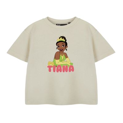 Disney Princess Tiana Girls Oatmeal Short Sleeve Graphic Tee | Kids T-Shirt with Official Merchandise Design